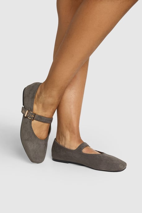 Wide Fit Buckle Detail Mary Jane Ballet Flats - Image 1