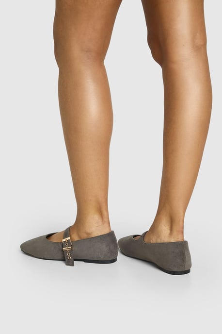 Wide Fit Buckle Detail Mary Jane Ballet Flats - Image 2
