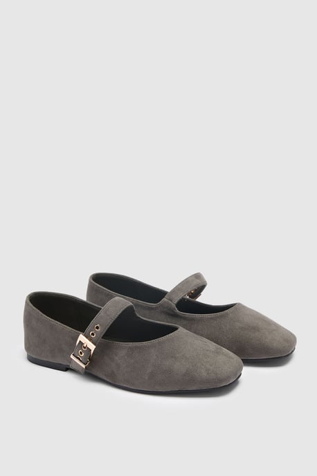 Wide Fit Buckle Detail Mary Jane Ballet Flats - Image 3