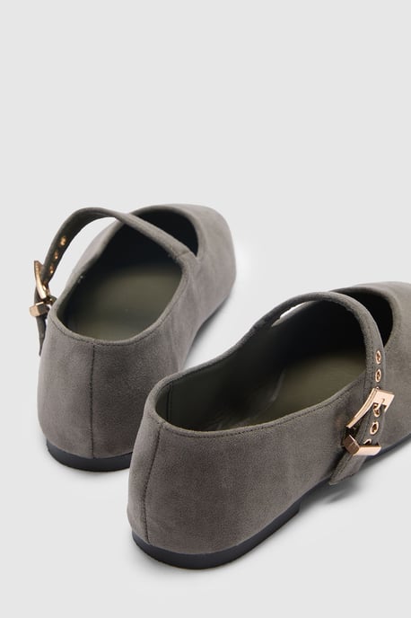 Wide Fit Buckle Detail Mary Jane Ballet Flats - Image 4