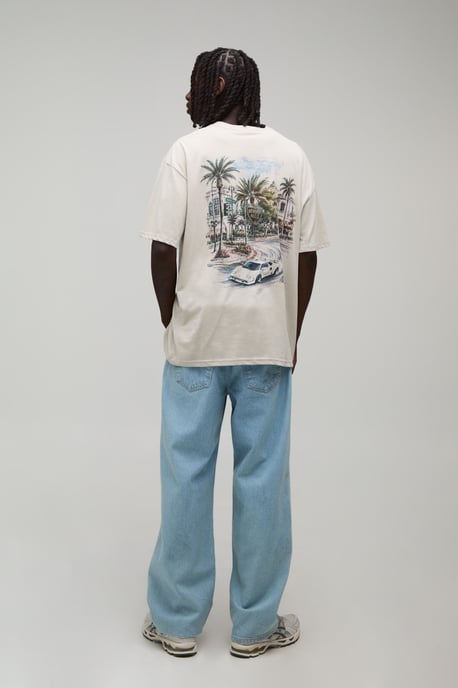 Stone Oversized Palm Beverly Hills Print T-Shirt - Image 2