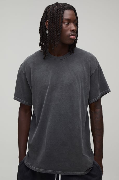 Oversized Rose Print Washed T-Shirt - Image 3