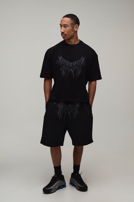 Oversized Boxy Studded T-Shirt & Relaxed Short Set - Image 4