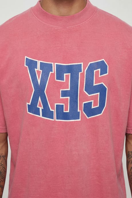 Oversized Boxy Heavyweight Washed Sex Slogan T-Shirt - Image 4