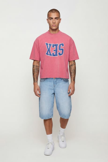 Oversized Boxy Heavyweight Washed Sex Slogan T-Shirt - Image 5