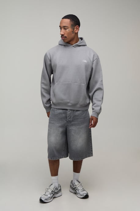 Oversized Boxy Man Floral Embroidered Hoodie - Image 4