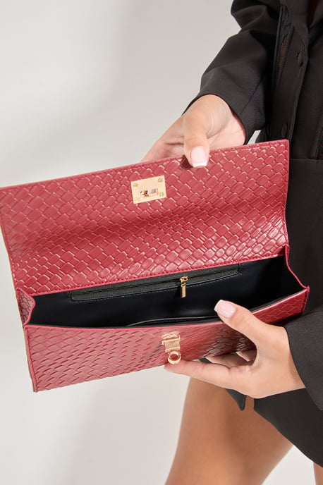Faux Leather Woven Grab Bag - Image 3