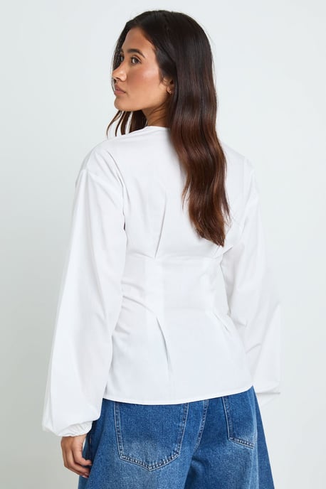 Cotton Poplin Button Down Blouse - Image 2