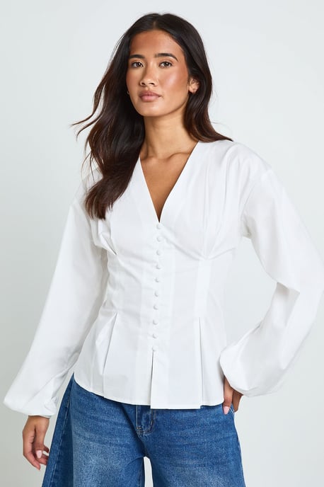 Cotton Poplin Button Down Blouse - Image 3
