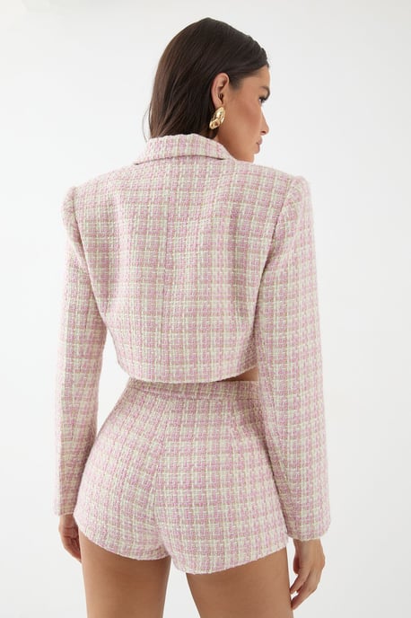 Premium Boucle Cropped Double Breasted Blazer - Image 3