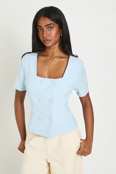 Double Breasted Short Sleeve Blazer - Image 1