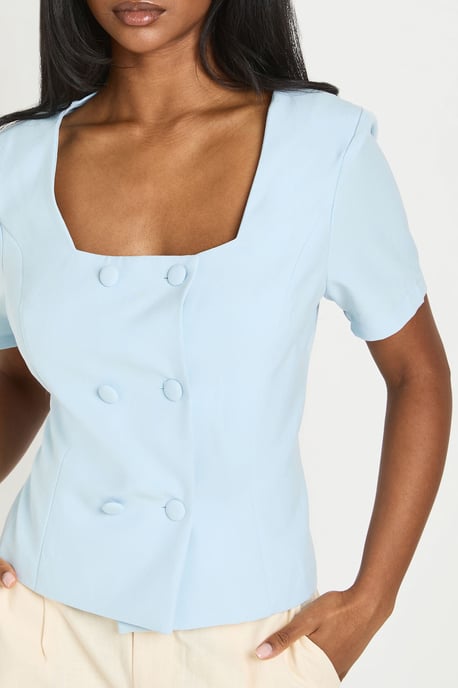 Double Breasted Short Sleeve Blazer - Image 4