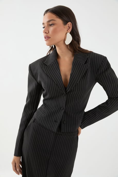 Cinched Waisted Crop Blazer - Image 1