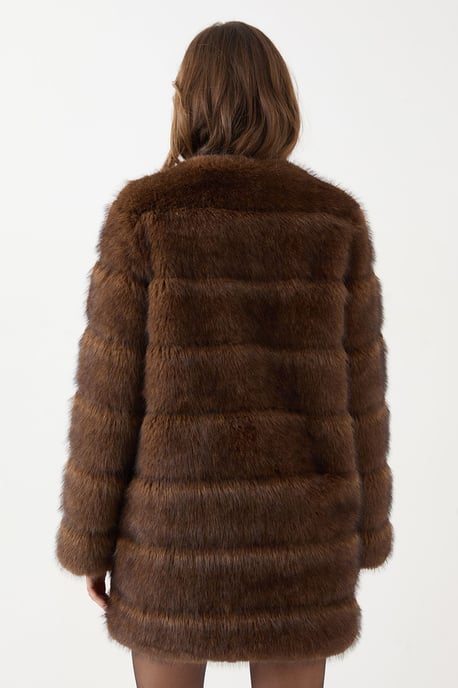 Panelled Faux Fur Coat - Image 3