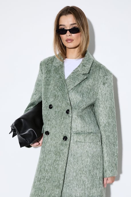Wool Look Structured Shoulder Coat - Image 2