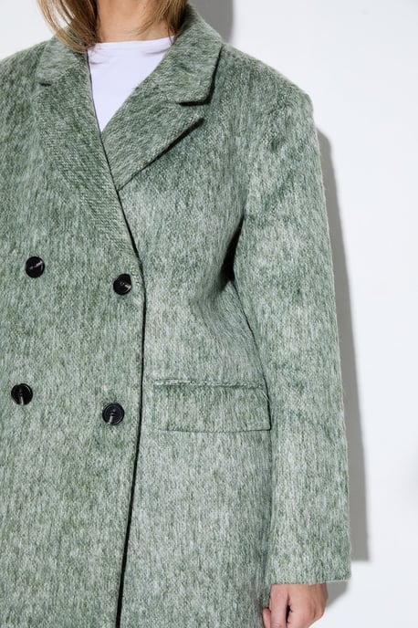 Wool Look Structured Shoulder Coat - Image 4
