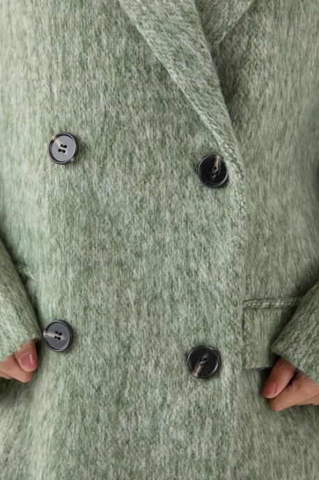 Wool Look Structured Shoulder Coat - Image 5