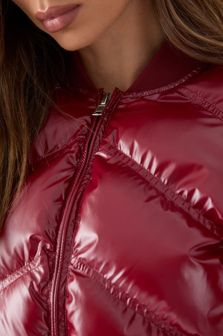 Premium High Shine Cropped Puffer Coat - Image 5