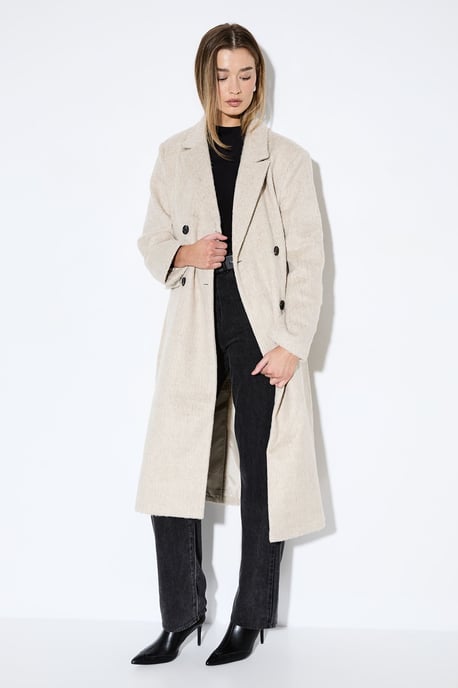 Wool Look Structured Shoulder Coat - Image 1