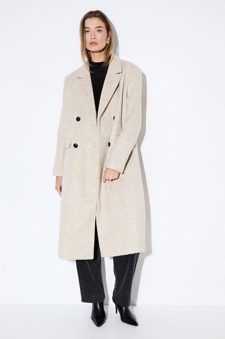 Wool Look Structured Shoulder Coat - Image 2