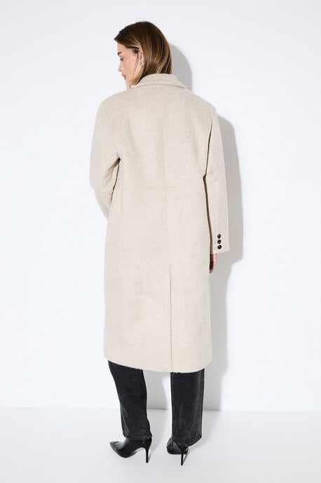 Wool Look Structured Shoulder Coat - Image 3