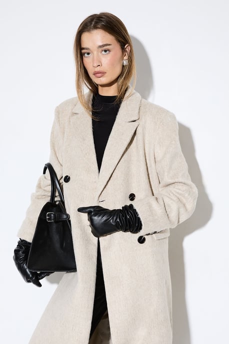 Wool Look Structured Shoulder Coat - Image 4