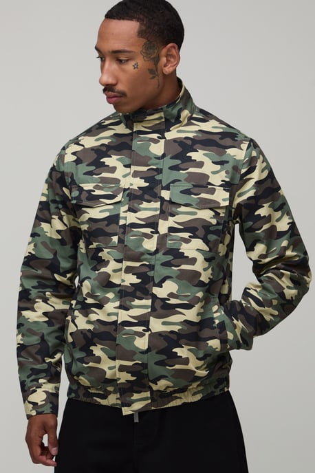 Regular Fit Camo Twill Field Jacket - Image 1