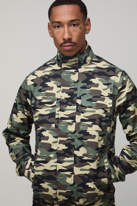 Regular Fit Camo Twill Field Jacket - Image 3