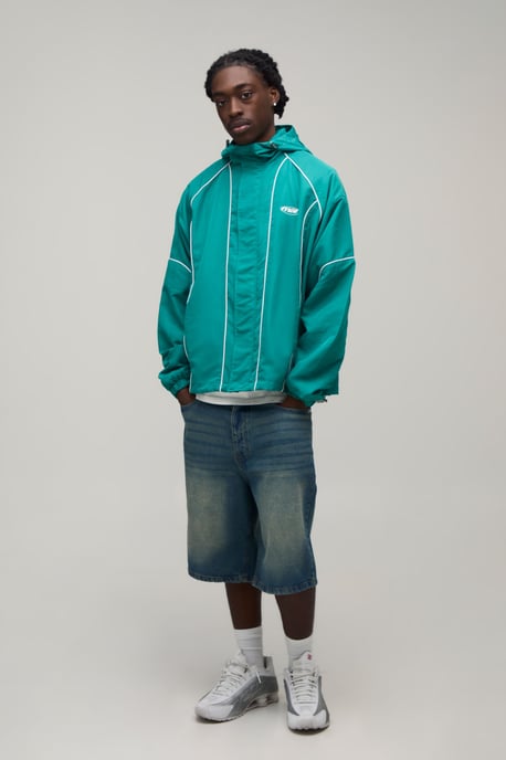 Regular Fit Piping Hooded Cagoule - Image 4