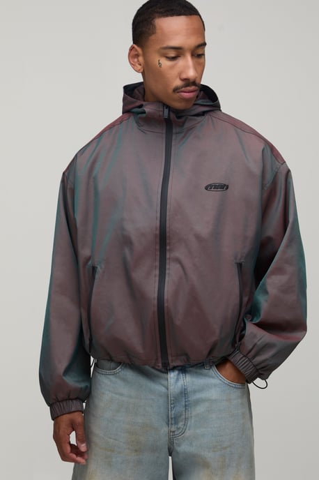 Cropped Fit Two Tone Fabric Hooded Cagoule - Image 1