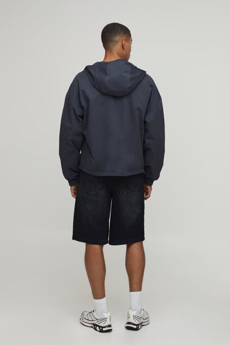 Boxy Fit Hooded Reversible Check Cagoule - Image 2