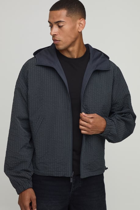 Boxy Fit Hooded Reversible Check Cagoule - Image 3