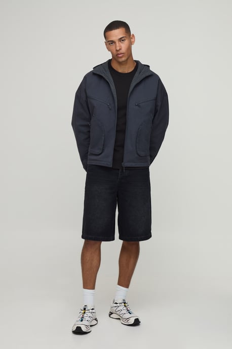 Boxy Fit Hooded Reversible Check Cagoule - Image 4