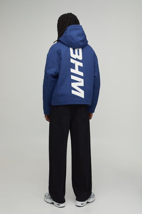 Oversized MAN Applique Twill Hooded Peaked Cagoule - Image 2