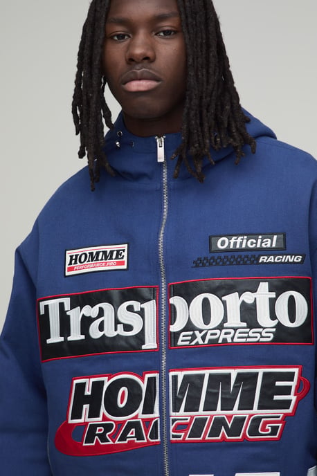 Oversized MAN Applique Twill Hooded Peaked Cagoule - Image 3