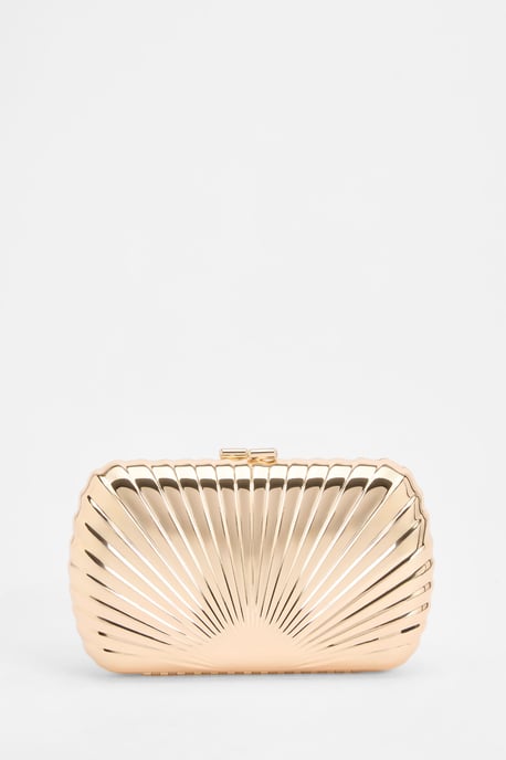 Gold Embossed Hard Shell Clutch Bag - Image 2