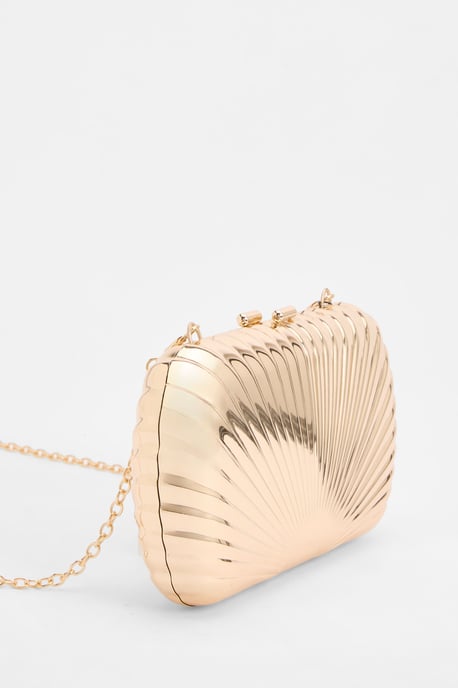 Gold Embossed Hard Shell Clutch Bag - Image 3