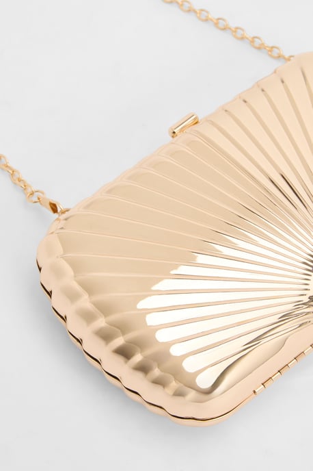 Gold Embossed Hard Shell Clutch Bag - Image 4