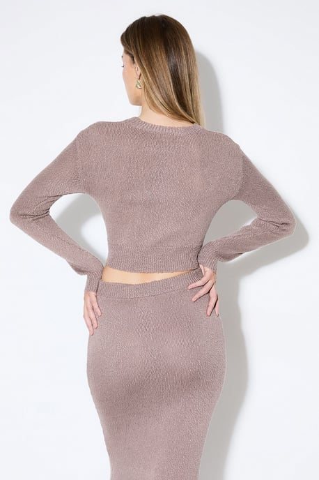 Knitted Long Sleeve Crop Top - Image 3