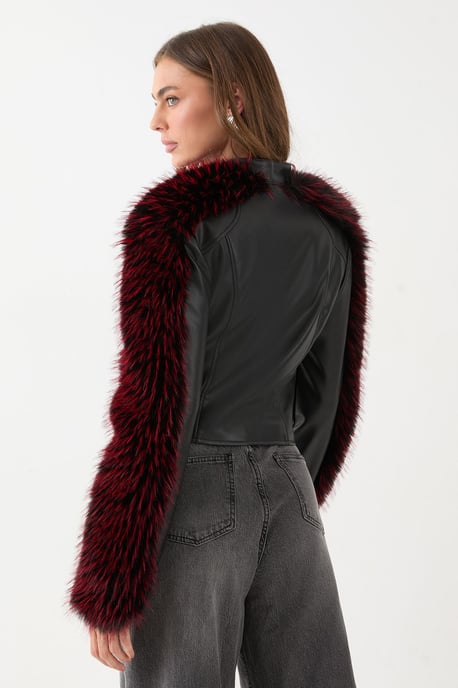 Premium Fur Sleeve Moto Jakcet - Image 3