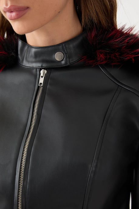 Premium Fur Sleeve Moto Jakcet - Image 5