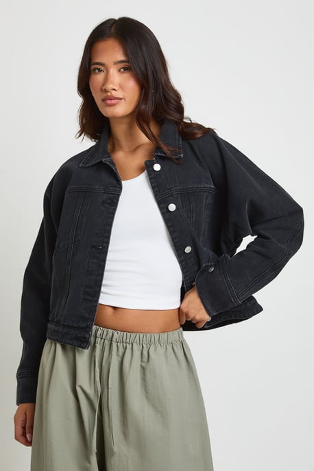 Barrel Sleeve Denim Jacket - Image 1