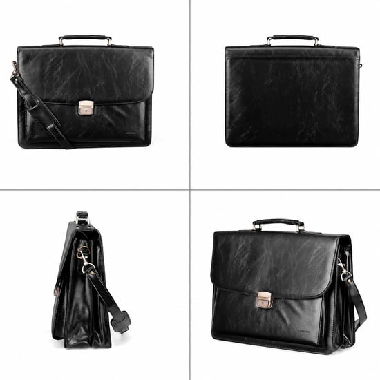 Men’s 14-Inch Laptop Executive Briefcase, Business Shoulder Bag in Black - Image 2
