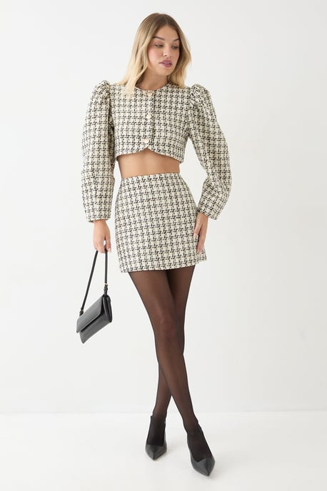 Boucle Cropped Button Down Jacket - Image 2