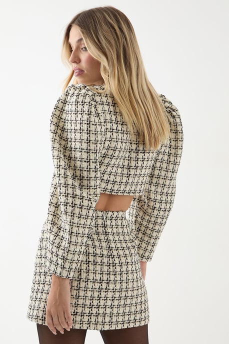 Boucle Cropped Button Down Jacket - Image 3