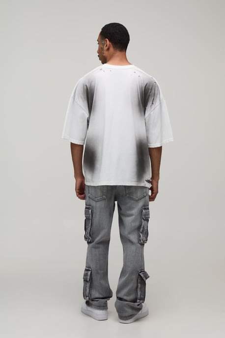 Crease Wash Slim Flare Cargo Jeans - Image 2