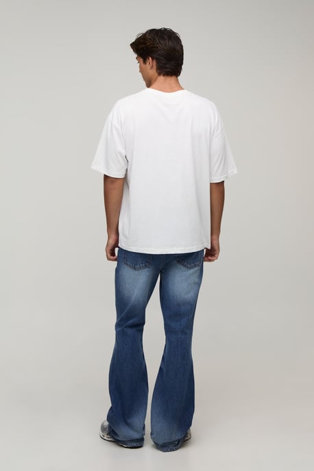 Crease Wash Ripped Knee Flared Jeans - Image 2