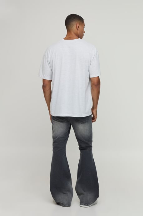 Crease Wash Ripped Knee Flared Jeans - Image 2