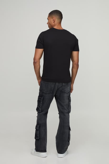 Crease Wash Slim Flare Cargo Jeans - Image 2