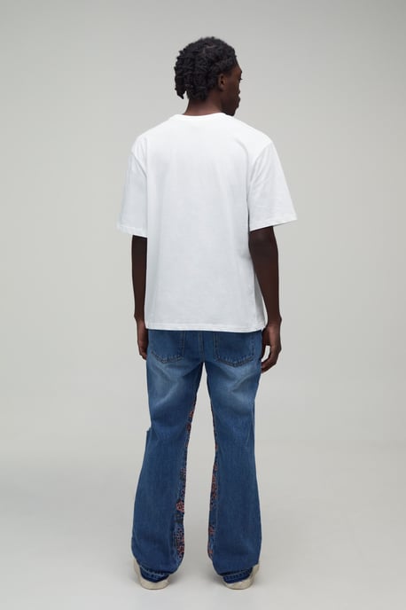 Floral Gusset Ripped Knee Slim Flared Jeans - Image 2
